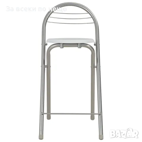 Бар Комплект От 3 Части С Рафтове, Дърво И Стомана, Бял, снимка 8 - Други - 48609750