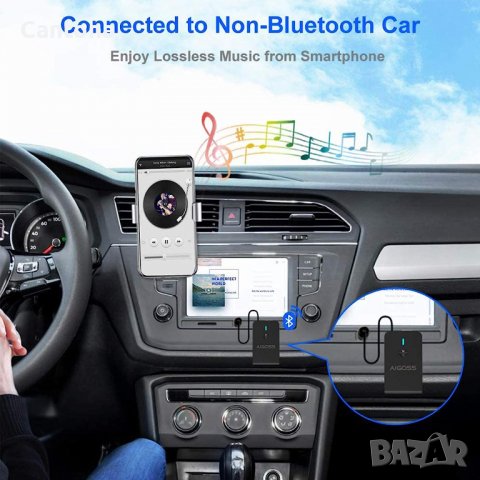 Aigoss Bluetooth 5.0 предавателен/приемник, безжичен аудио адаптер, 3,5 mm Bluetooth адаптер, aptX н, снимка 6 - Ресийвъри, усилватели, смесителни пултове - 40119472