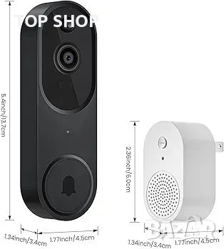 Интелигентен Wi-Fi звънец с безжична камера с детекция на движение, нощно виждане