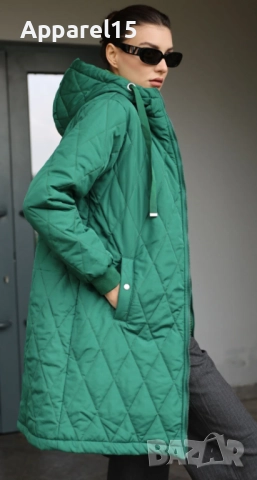 Ново вносно тъмнозелено яке с качулка, 44, снимка 2 - Якета - 52502095