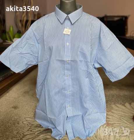 Синя мъжка риза с къс ръкав, снимка 1 - Ризи - 34914194