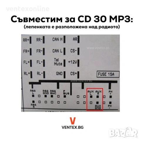 Bluetooth 5.0 адаптер за Opel CD30 MP3 + микрофон и гаранция - Ventex, снимка 8 - Части - 53902028