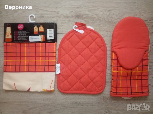 Нов комплект кухненска престилка, ръкавица и подложка за горещи съдове, снимка 1 - Аксесоари за кухня - 37100370