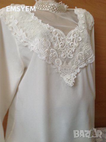 копринена блуза екрю , снимка 3 - Туники - 40690786