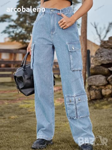 Нови ежедневни изпрани дамски дънки с много джобове, 2цвята , снимка 12 - Дънки - 42345871