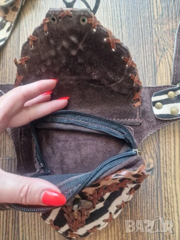 Малка кожена чанта тип портомоне , естествен косъм , снимка 5 - Чанти - 50826109