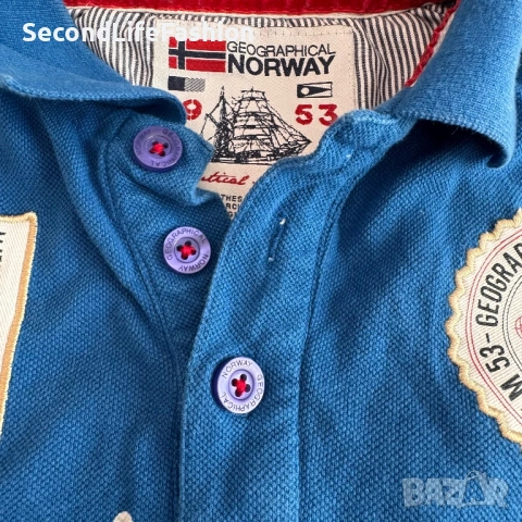 Мъжка поло тениска Geographical Norway Monte Carlo Sailing Club размер M синя, снимка 3 - Тениски - 54128629