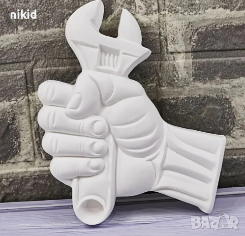 Гаечен ключ в ръка инструмент майстор монтьор Голям силиконов молд форма фондан гипс шоколад смола, снимка 2 - Форми - 53953411