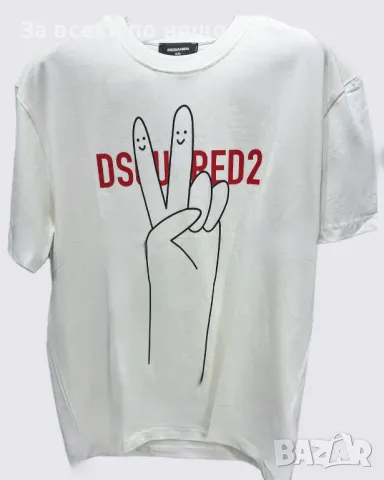 DSQUARED2 Мъжка Бяла Тениска👕Мъжка Блуза С Къс Ръкав Дискуаред2