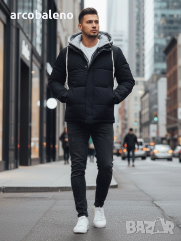 Мъжко зимно ватирано яке с качулка, 4цвята , снимка 3 - Якета - 52478204