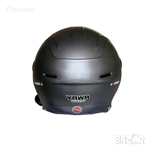 Шлем, каска за мотор скутер мотопед с визьор YAWA, черна, сива и червена , снимка 11 - Аксесоари и консумативи - 48998670
