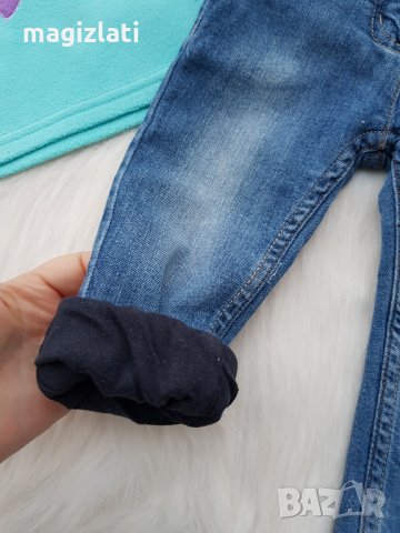 Ватирани дънки 12-18 месеца, снимка 2 - Панталони и долнища за бебе - 31221450