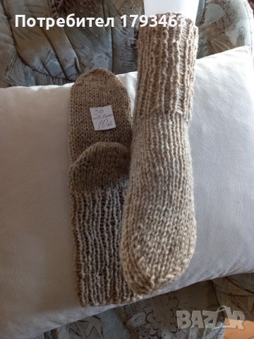 Ръчно плетени мъжки чорапи от вълна, размер 36, снимка 1 - Мъжки чорапи - 42287668