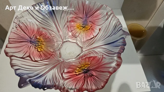 Цветна стъклена фруктиера , снимка 2 - Декорация за дома - 55979222