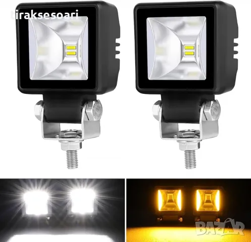 Комплект 4 Броя LED Халогени Фарове за Джип Офроуд Offroad с жълт DRL, снимка 4 - Аксесоари и консумативи - 48313072