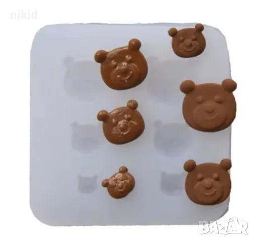 мини глава глави мече силиконов молд форма фондан смола декор декор бижу, снимка 2 - Форми - 50062014