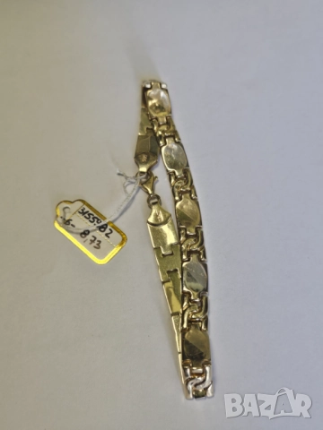 Мъжка гривна бяло и жълто злато 585/14к 8.73гр, снимка 4 - Гривни - 51664721