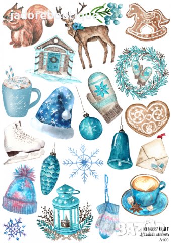 Скрапбук стикери декорация планер christmas Коледа зима самозалепващ лист А5 - различни видове, снимка 7 - Други - 38421985