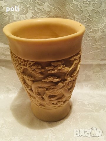 старинна ръчно гравирана азиатска ваза , снимка 3 - Вази - 31757155