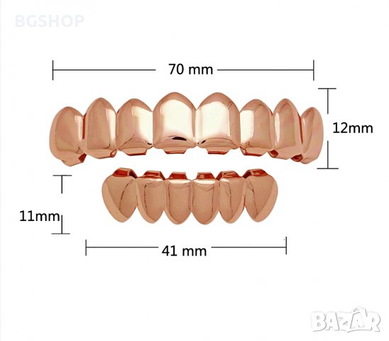 Hip Hop Grillz 8 set / Хип хоп грилз 8 комплект - Rose, снимка 3 - Бижутерийни комплекти - 29803169