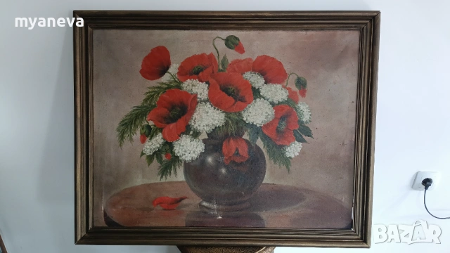 Стара картина с маслени бои върху платно в дървена рамка. , снимка 4 - Картини - 53879853