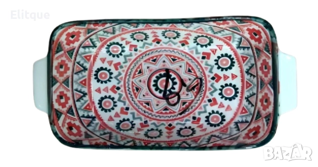 Керамична правоъгълна чиния плато с дръжки, снимка 2 - Други - 52862480