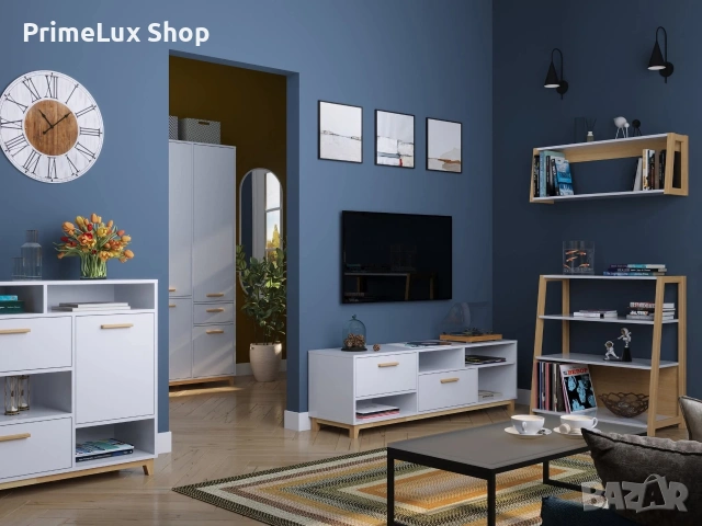 Гардероб STEKA 4D1S бяло/каменен дъб 