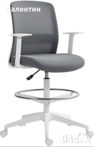 Ергономичен офис стол на колелца HOMCOM, снимка 10 - Столове - 53248377