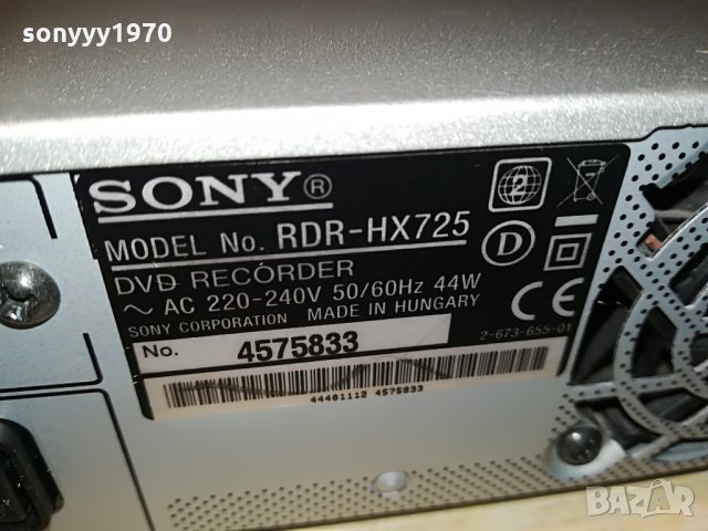 sony rdr-hx725 hdd/dvd recorder, снимка 18 - Плейъри, домашно кино, прожектори - 29121644