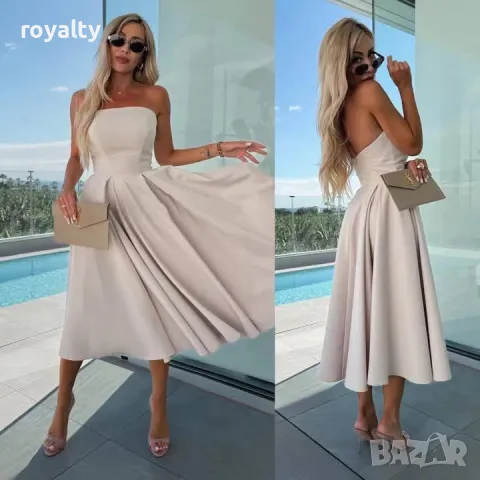 Бежова дамска рокля 