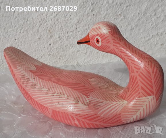 Авторска дърворезба - розова птица, снимка 2 - Статуетки - 34514213