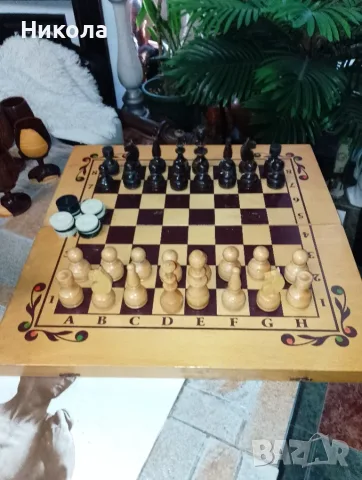 Шах-табла48/48 с дървени фигури и пулове, снимка 2 - Шах и табла - 43029726