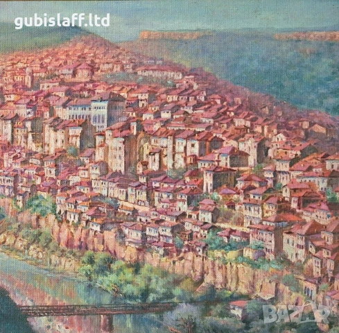 Картина "Изглед от В. Търново", худ. Ат. Мирчев (1924-2018), снимка 4 - Картини - 54132511