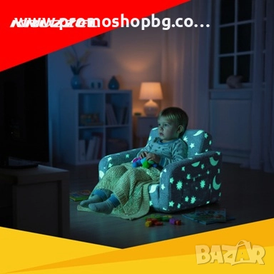 Детски плюшен разтегателен Фотьойл, Детско кресло Kruzzel, свети в тъмното, снимка 4 - Мебели за детската стая - 51986289