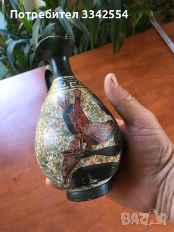 КАНА ВАЗА КЕРАМИКА РИСУВАНА КРАСИВ ПРЕДМЕТ ЗА ЦЕНИТЕЛИ, снимка 4 - Други ценни предмети - 38372891