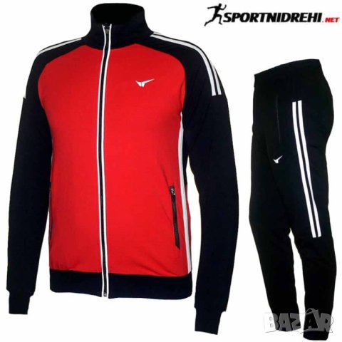 Мъжки спортен екип REDICS 230005, черен с червено, памук и ликра, снимка 1 - Спортни дрехи, екипи - 44303574