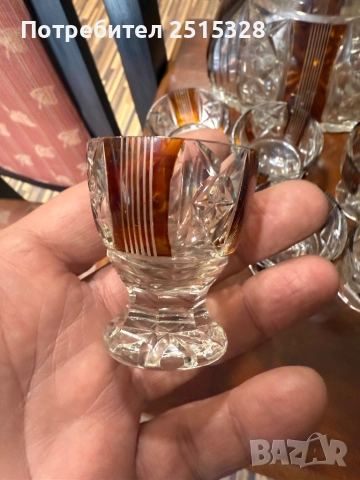 винтидж кристална гарафа с 6 чашки за ликъор, снимка 3 - Антикварни и старинни предмети - 52689813