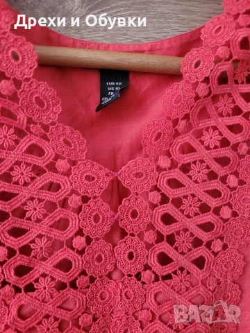 Лятна блуза корал с дантела памучна материя , снимка 6 - Тениски - 54154000