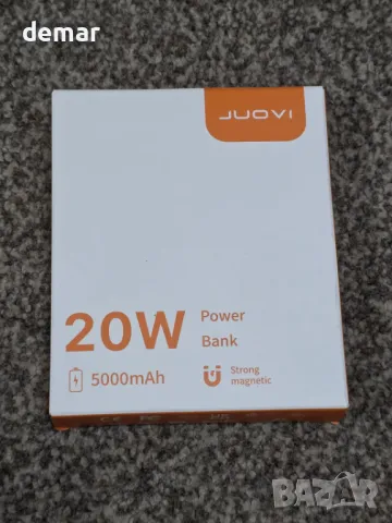 JUOVI Магнитна безжична външна батерия, ултратънка 5000mAh, 20W PD (бяла), снимка 9 - Външни батерии - 50399992