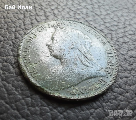 Стара монета половин или 1/2 пени 1896 г. Великобритания- рядка с патина,бронзова !, снимка 12 - Нумизматика и бонистика - 51313626