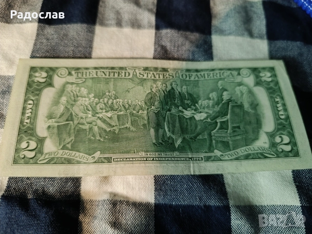 Банкнота Два Долара от1976 Година, снимка 3 - Нумизматика и бонистика - 52644418