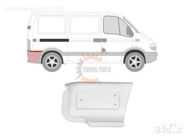 Страничен панел зад задна гума ( 42 см ) за Renault Master , Opel Movano 1997-2010 год - ДЯСНО