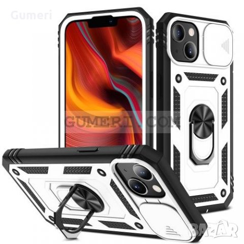 Apple iPhone 13 - Противоударен Хибриден Гръб с Ринг и Капак за Камерата, снимка 7 - Калъфи, кейсове - 34446142