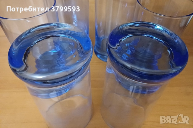6 големи водни чаши синьо стъкло, снимка 5 - Чаши - 52645792