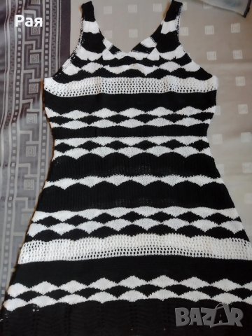 Плетена черно бяла рокля, снимка 8 - Рокли - 50658094