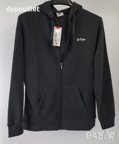 Lee Cooper - Дамски суичър с качулка Zip Thru Hoody, размер M , цвят - тъмно сиво. 