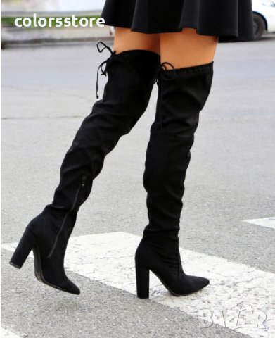 Ботуши на ток - черен велур - N1X3227-1