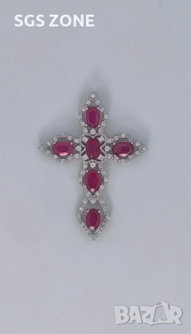 Стилен и масивен сребърен кръст с рубин от Таиланд, снимка 10 - Колиета, медальони, синджири - 53324103
