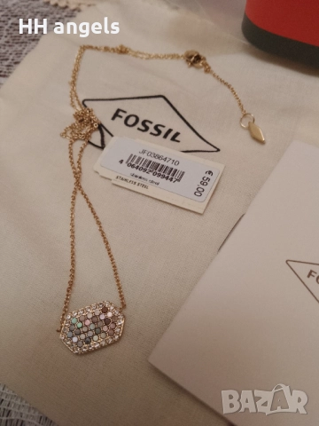 Fossil дамски колие със седеф и кристали, снимка 4 - Колиета, медальони, синджири - 52682727