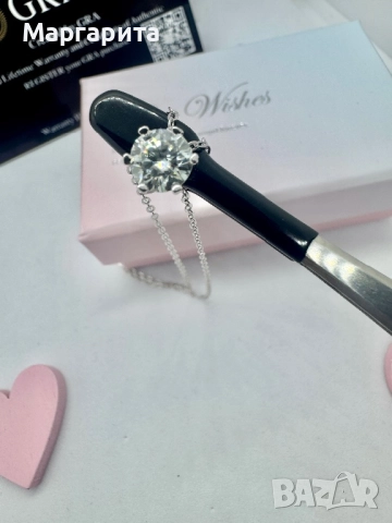 Сребърно колие с мойсанит (диамант) 1 карат , снимка 10 - Колиета, медальони, синджири - 51549987